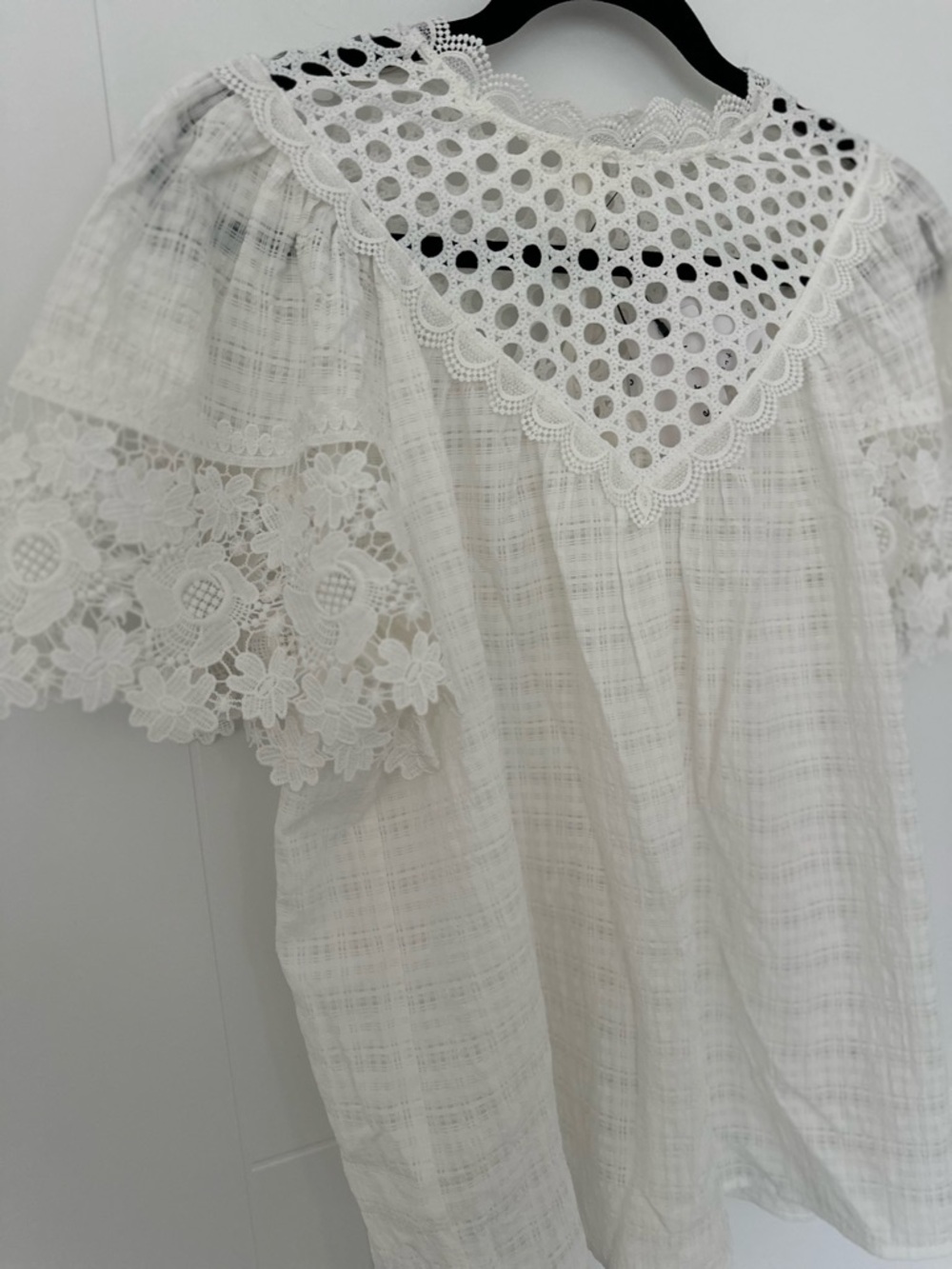 NWT Current Air White Floral Lace Blouse | Rayon Tencel Blend | - Picture 4 of 10
